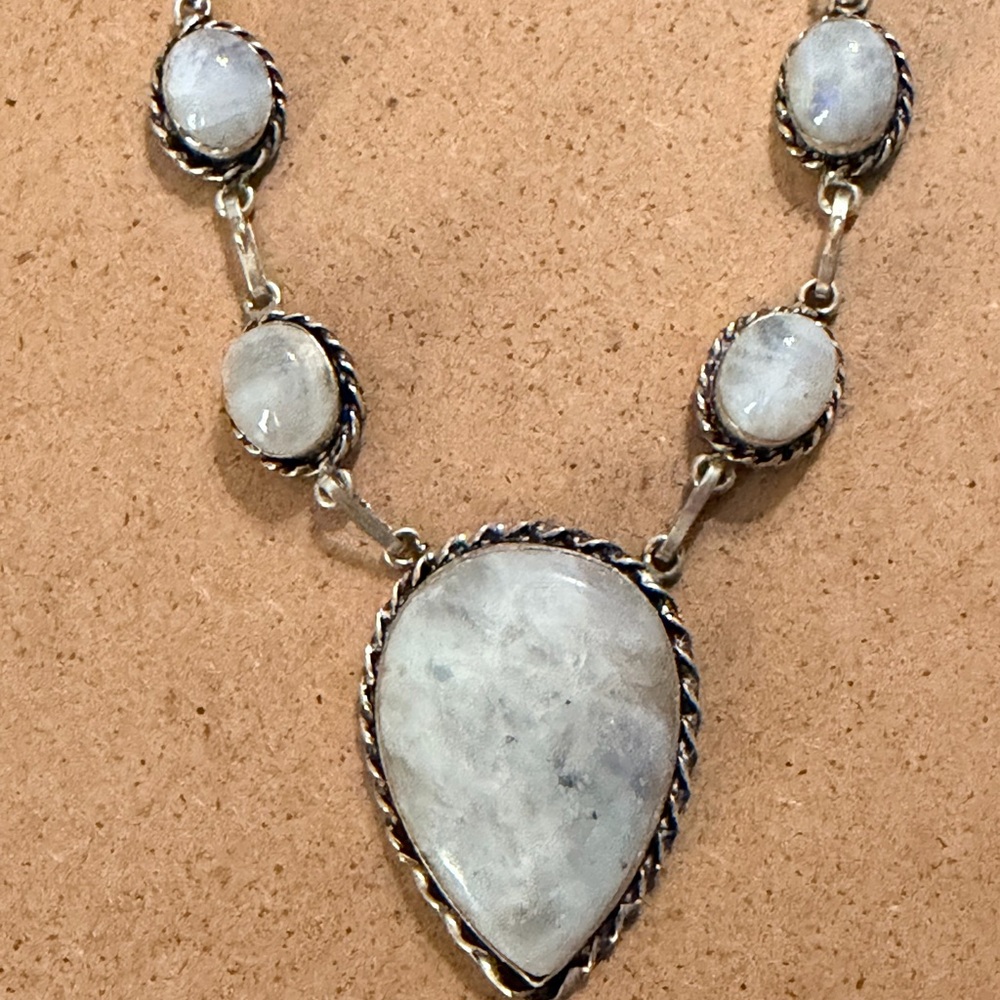 Elegant Moonstone Necklace - 925 Plated/Stamped